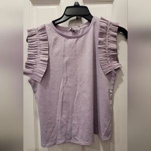 COPY - NWT ZARA Light Purple Sleeveless Contrast RUFFLE TOP Shirt Size S